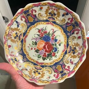 Vintage Decorative Floral & Butterfly Plate with Gold Trim